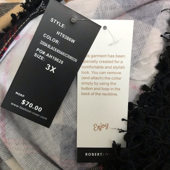 Robert Louis Plaid Sweater Dress & Infinity Scarf Set Beige Black Size 3X - Picture 10 of 13